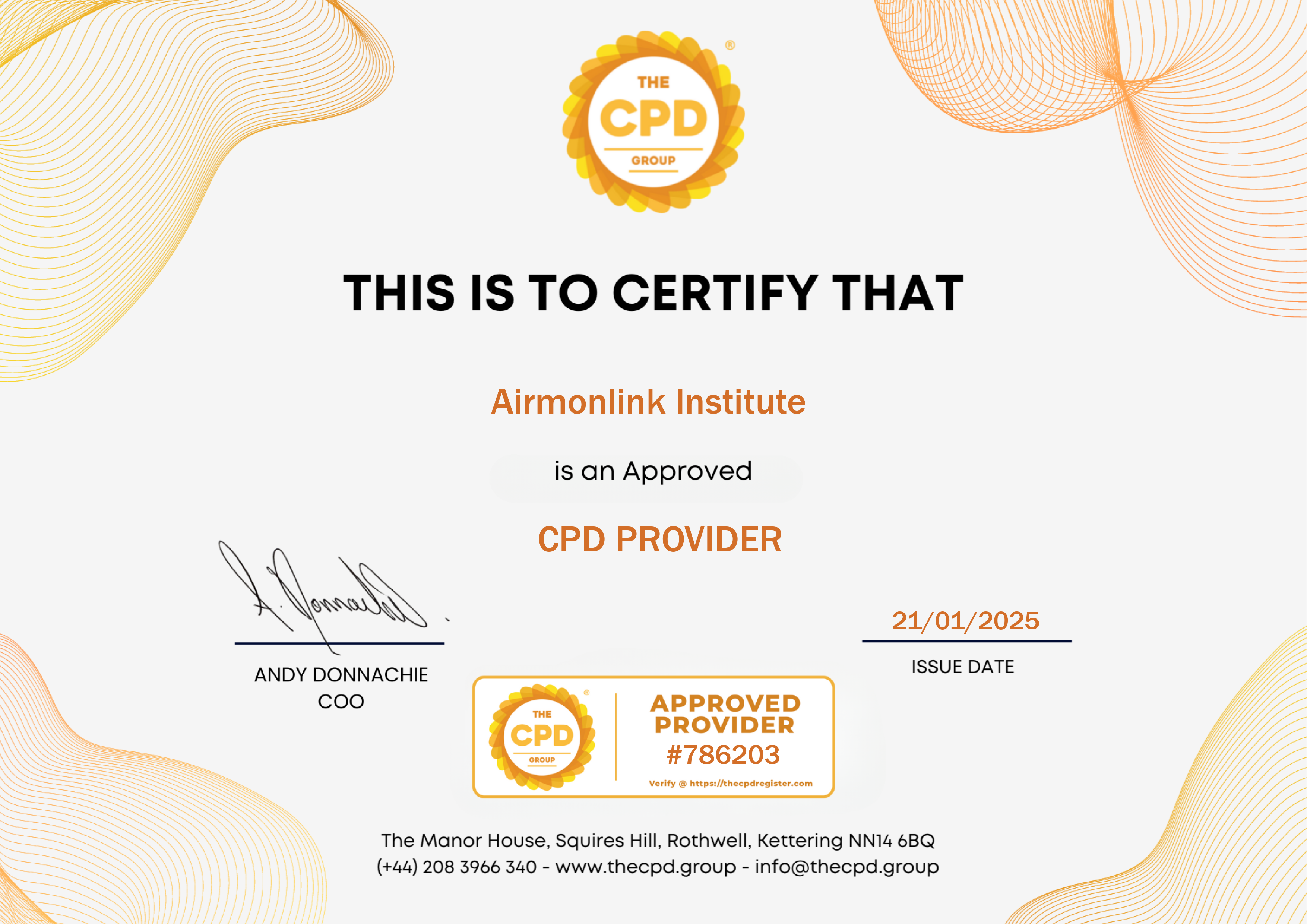 CPD approval certificate